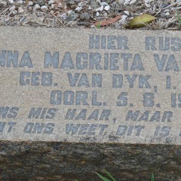 NIEKERK Anna Magrieta, van nee VAN DYK 1886-1956