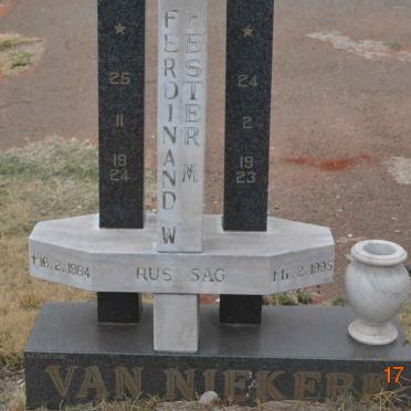 NIEKERK Ferdinand W., van 1924-1984 &amp; Hester M. 1923-1995