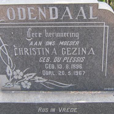 ODENDAAL Christina Gezina nee DU PLESSIS 1896-1967