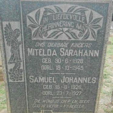 O'REILLY Samuel Johannes 1926-1927 &amp; Mitelda Sarahann 1928-1945
