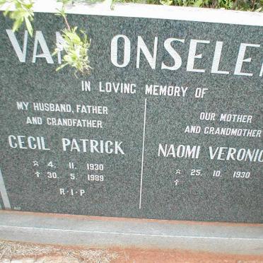 ONSELEN Cecil Patrick, van 1930-1989 &amp; Naomi Veronica 1930-