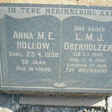 OBERHOLZER L.M.J. 1869-1952 :: HOLLOW Anna M.E. -1938