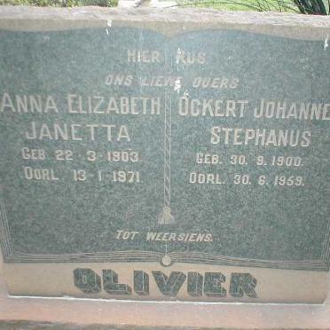 OLIVIER Ockert Johannes Stephanus 1900-1959 &amp; Anna Elizabeth Janetta 1903-1971