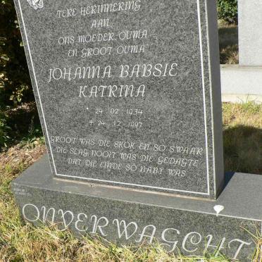 ONVERWAGCHT Johanna Babsie Katrina 1934-1997