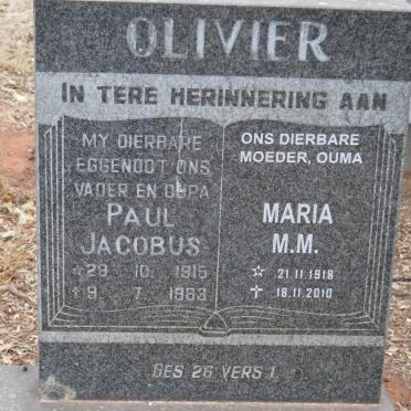 OLIVIER Paul Jacobus 1915-1983 &amp; Maria M.M. 1918-2010