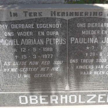 OBERHOLZER Michiel Adriaan Petrus 1918-1977 &amp; Paulina Johanna 1916-2001