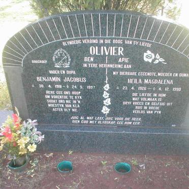 OLIVIER Benjamin Jacobus 1919-1997 &amp; Heila Magdalena 1926-1990