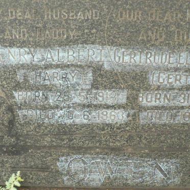 OWEN Henry Albert 1913-1963  &amp; Gertrude Elizabeth 1911-1975
