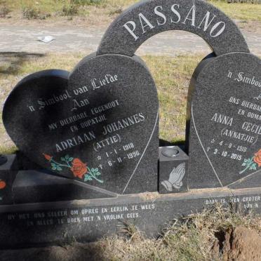 PASSANO Adriaan Johannes 1918-1996 &amp; Anna Cecilia 1918-2015