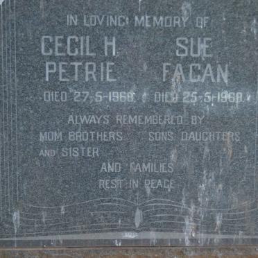 PETRIE Cecil H. -1968 :: FAGAN Sue -1968
