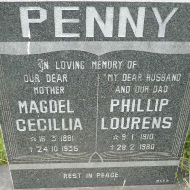 PENNY Magdel Cecillia 1881-1935 :: PENNY  Phillip Lourens 1910-1980