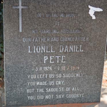 PETE Lionel Daniel 1926-1974