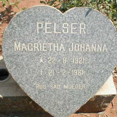 PELSER Magrietha Johanna 1921-1961