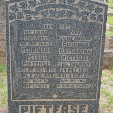 PIETERSE Ferdinand Petrus 1873-1948 &amp; Susanna Catharina DELPORT 1871-1957
