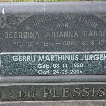 PLESSIS Gerrit Marthinus Jurgens, du 1920-2006 &amp; Georgina Johanna Carolina 1915-1958