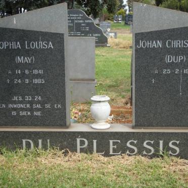 PLESSIS Johan Christoffel, du 1938- &amp; Sophia Louisa 1941-1985