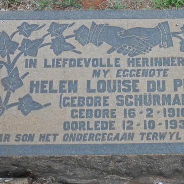 PLESSIS Helen Louise, du nee SCHÜRMANN 1910-1938