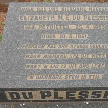 PLESSIS Elizabeth M. E., du nee POTGIETER 1883-1951