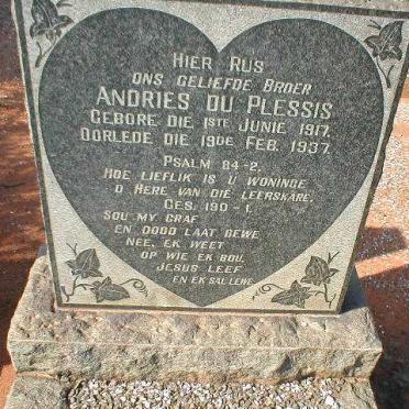 PLESSIS Andries, du 1917-1937