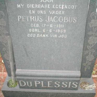 PLESSIS Petrus Jacobus, du 1911-1959