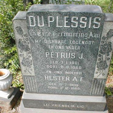 PLESSIS Petrus J., du 1901-1960 &amp; Hester A.E. 1905-1989