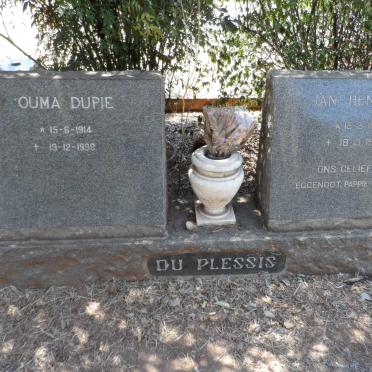 PLESSIS Jan Hendrik, du 1911-1967 & Ouma Dupie 1914-1998
