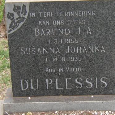 PLESSIS Barend J.A., du -1955 &amp; Susanna Johanna -1935