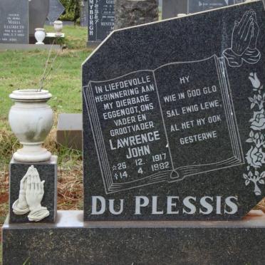 PLESSIS Lawrence John, du 1917-1982