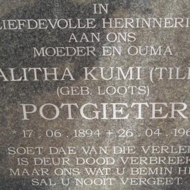 POTGIETER Talitha Kumi nee LOOTS 1894-1964