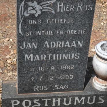 POSTHUMUS Jan Adriaan Marthinus 1982-1983