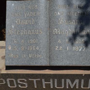 POSTHUMUS Dawid Stephanus 1901-1964 &amp; Susara Magdalena 1905-1977