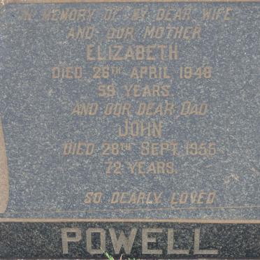 POWELL John -1955 &amp; Elizabeth -1948