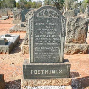 POSTHUMUS Petronella Catharina Cornelia nee  V. D. MERWE 1866-1943