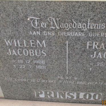 PRINSLOO Willem Jacobus 1906-1981 &amp; Francina Jacoba 1907-