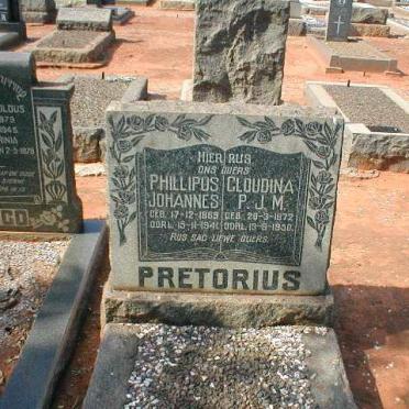 PRETORIUS Phillipus Johannes 1869-1941 &amp; Gloudina P.J.M. 1872-1950