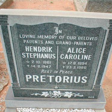 PRETORIUS Hendrik Stephanus 1881-1947 &amp; Alice Caroline 1894-1980