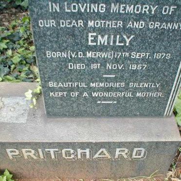 PRITCHARD Emily nee V.D. MERWE 1873-1957
