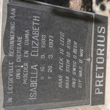 PRETORIUS Isabella Elizabeth 1903-1977