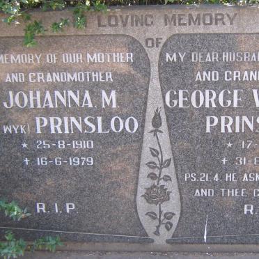 PRINSLOO George William 1911-1974 &amp; Johanna M. VAN WYK 1910-1979