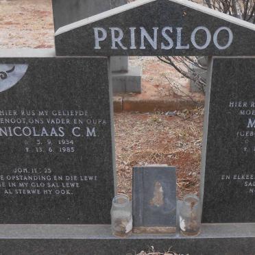 PRINSLOO Nicolaas C.M. 1934-1985 &amp; Mavis L. GOLDEN 1939-2006