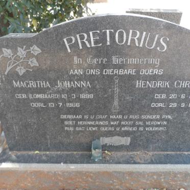 PRETORIUS Hendrik Christoffel 1902-1964 &amp; Magritha Johanna LOMBAARD 1899-1966