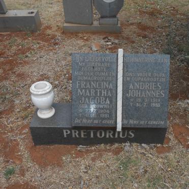 PRETORIUS Andries Johannes 1919-1983 &amp; Francina Martha Jacoba BROWNE 1904-1981
