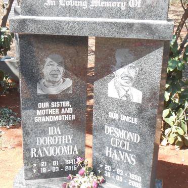 RANJOOMIA Ida Dorothy 1941-2015 :: HANNS Desmond Cecil 1950-2005