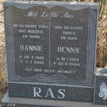 RAS Hennie 1929-2004 &amp; Hannie 1928-2002