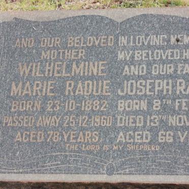 RADUE Joseph 1880-1946 &amp; Wilhelmine Marie 1882-1960