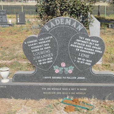 RADEMAN Lourens Johannes 1926-1996 &amp; Lenie 1928-2001