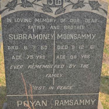 RAMSAMMY Subramoney, Poyan -1950 :: RAMSAMMY Moonsammy -1961