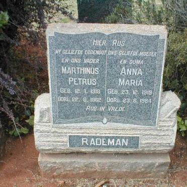 RADEMAN Marthinus Petrus 1918-1962 &amp; Anna Maria 1919-1984