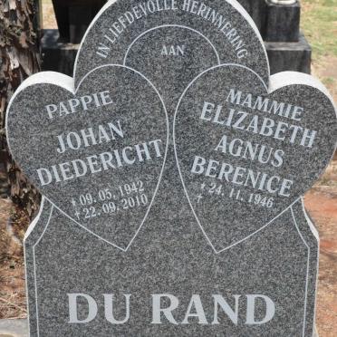 RAND Johan Diedericht, du 1942-2010 &amp;&amp; Elizabeth Agnes Bernice 1946-