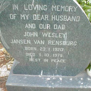 RENSBURG John Wesley, Jansen van 1920-1975